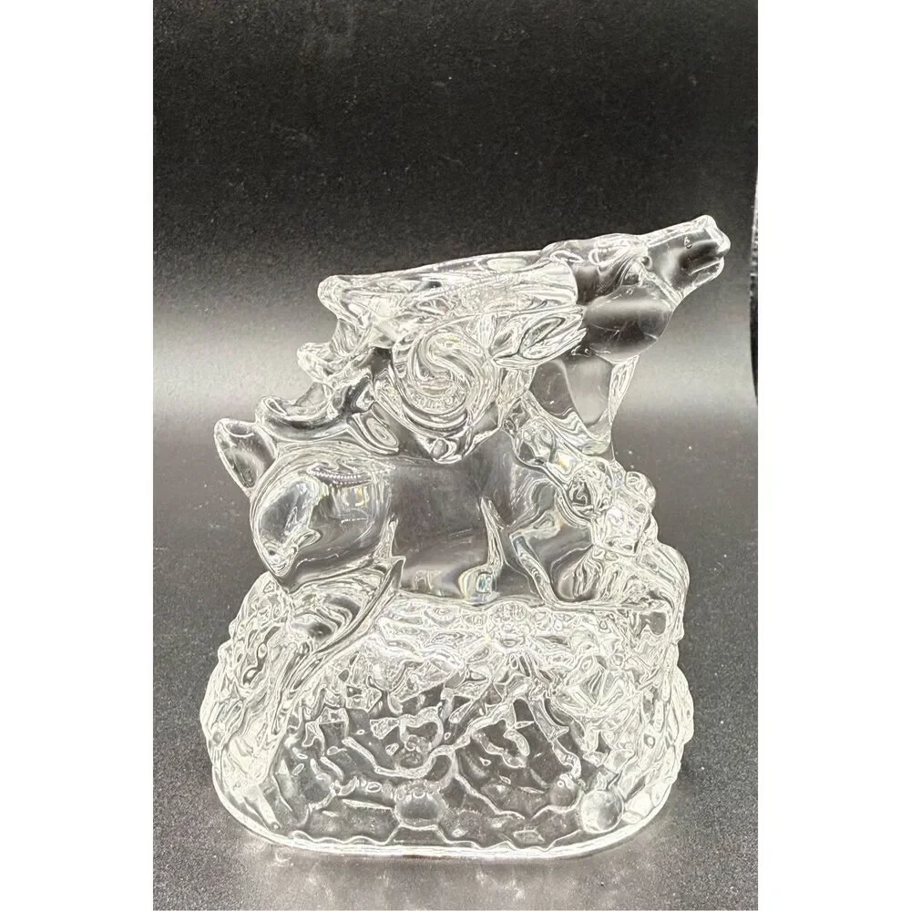 Waterford Marquis Crystal Reindeer Candle Holders - Set of 2 Vintage New